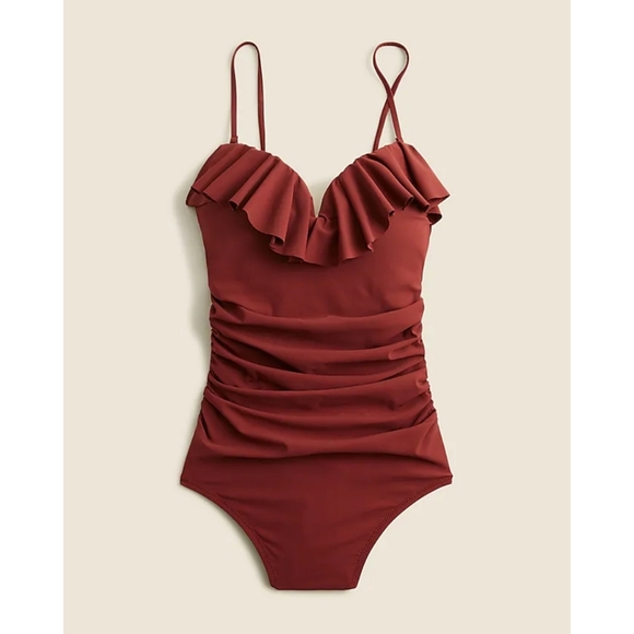 J. Crew Black Ruffle One-Piece Swimsuit - Picture 3 of 9